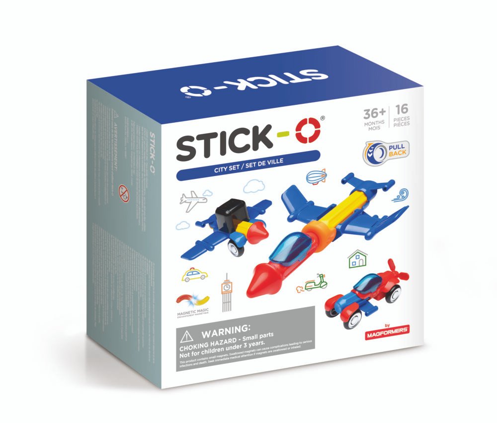 Magformers Stick-O Magnetinis Konstruktorius “City” – 20 Modelių Rinkinys